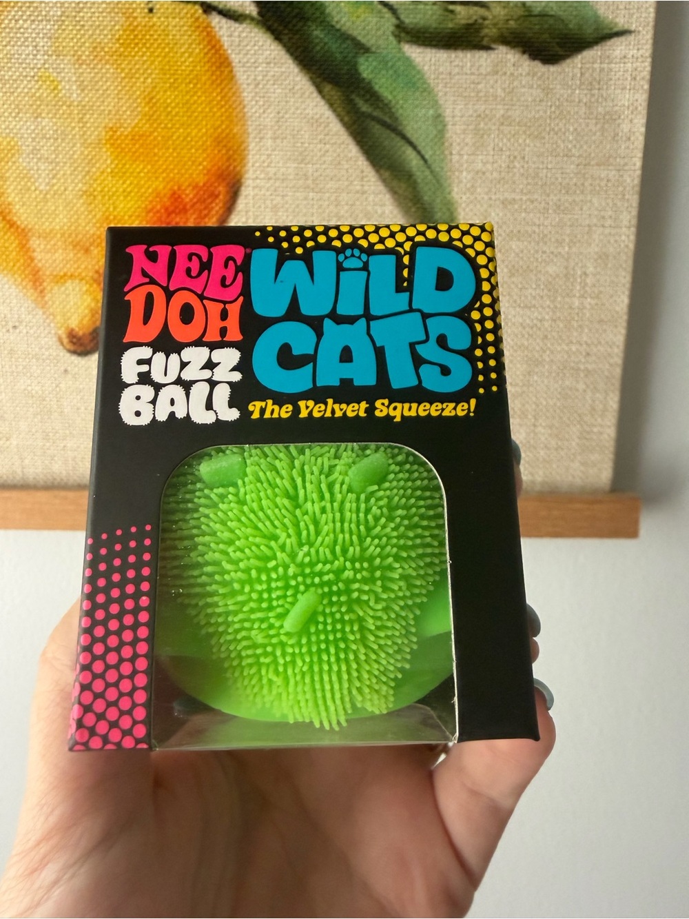 NeeDoh Wild Cats Green Fuzz Ball - Soft Squeeze Toy